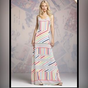 Anthropologie Peter Som Blue and Red Tiered Maxi Sundress